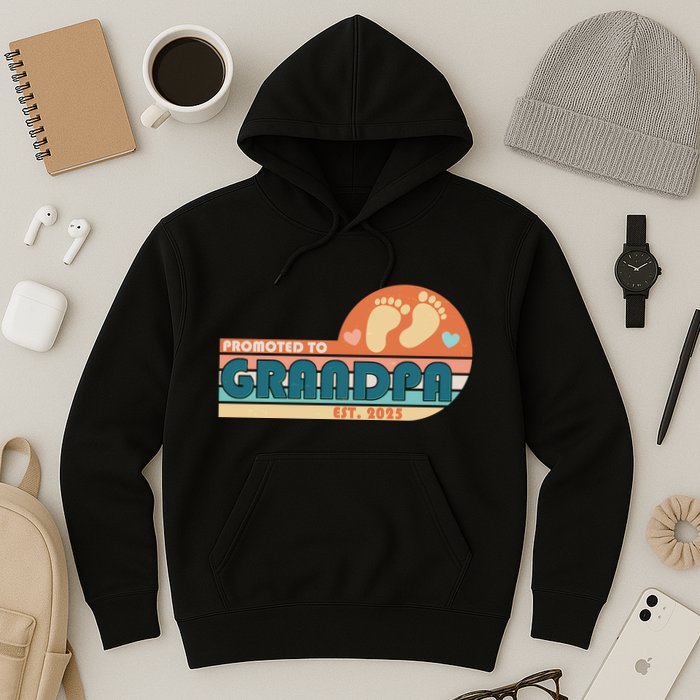 Retro Promoted To Grandpa Established 2025 Hoodie