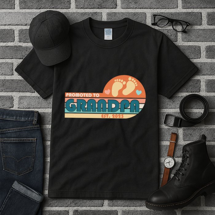 Retro Promoted To Grandpa Established 2025 Tall T-Shirt