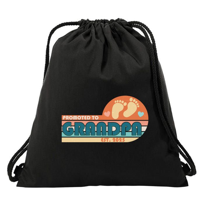 Retro Promoted To Grandpa Established 2025 Drawstring Bag