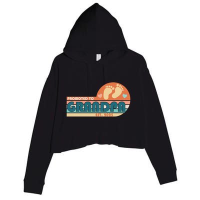 Retro Promoted To Grandpa Established 2025 Crop Fleece Hoodie