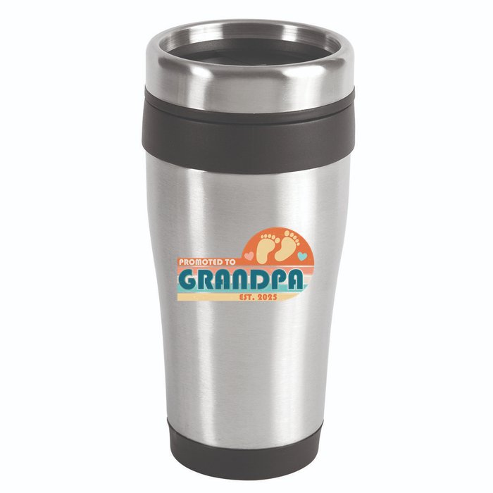 Retro Promoted To Grandpa Established 2025 16oz Travel Tumbler