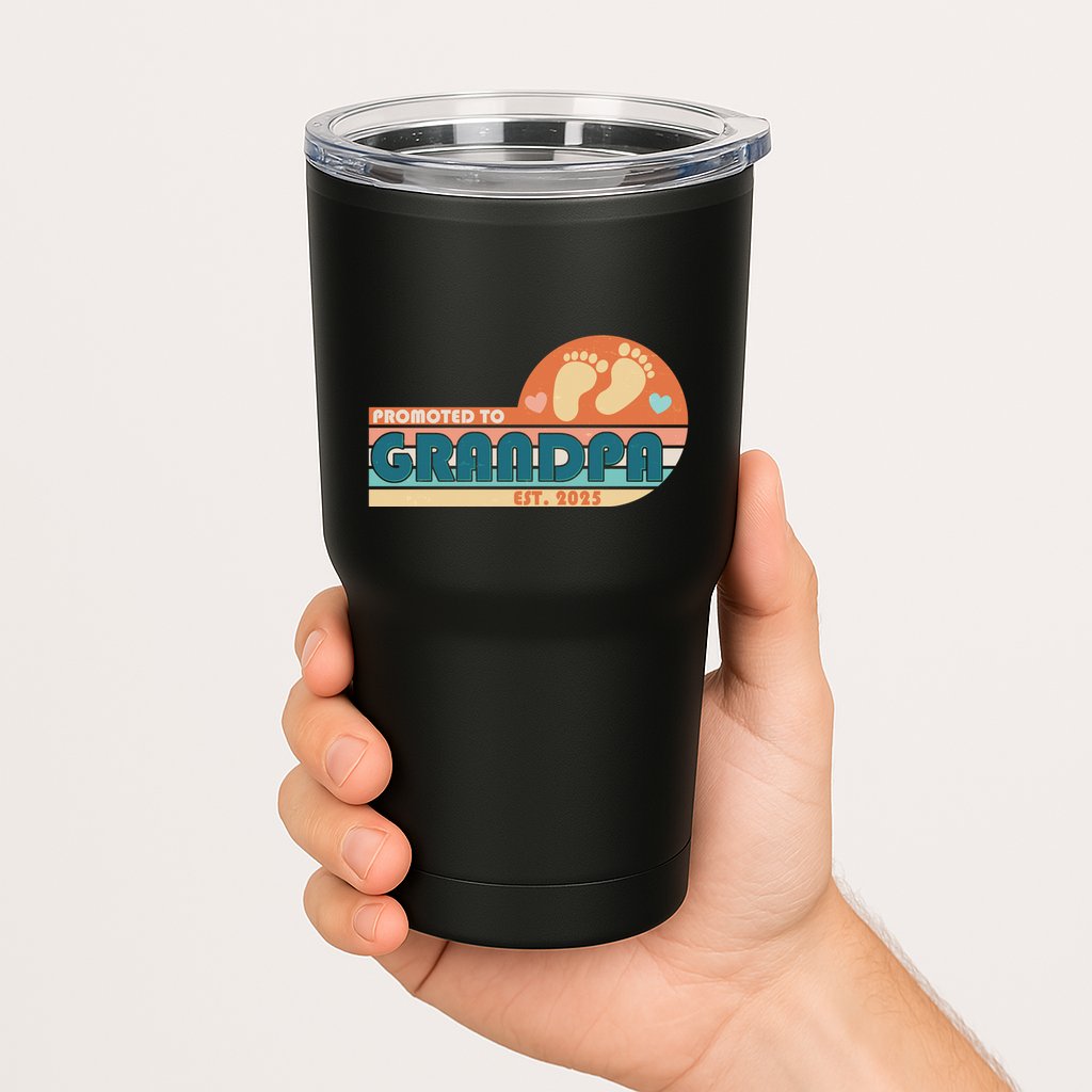 Retro Promoted To Grandpa Established 2025 Tumbler