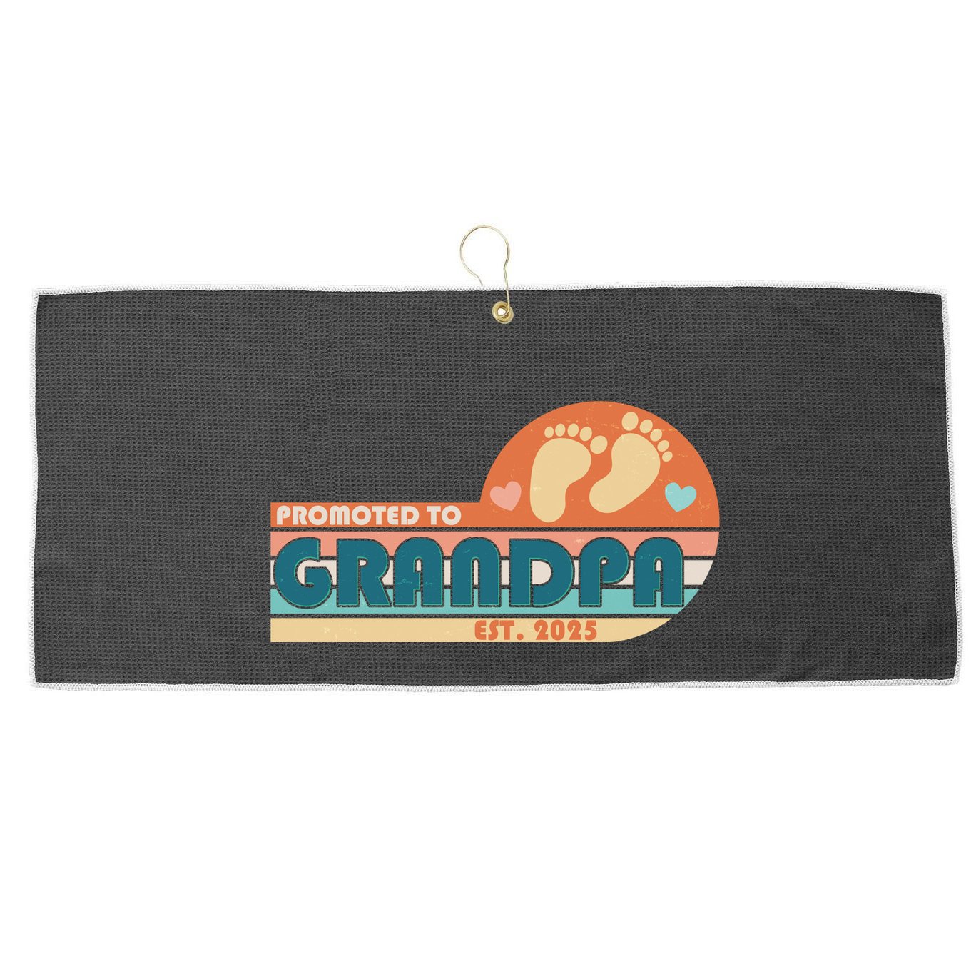 Retro Promoted To Grandpa Established 2025 Large Microfiber Waffle Golf Towel