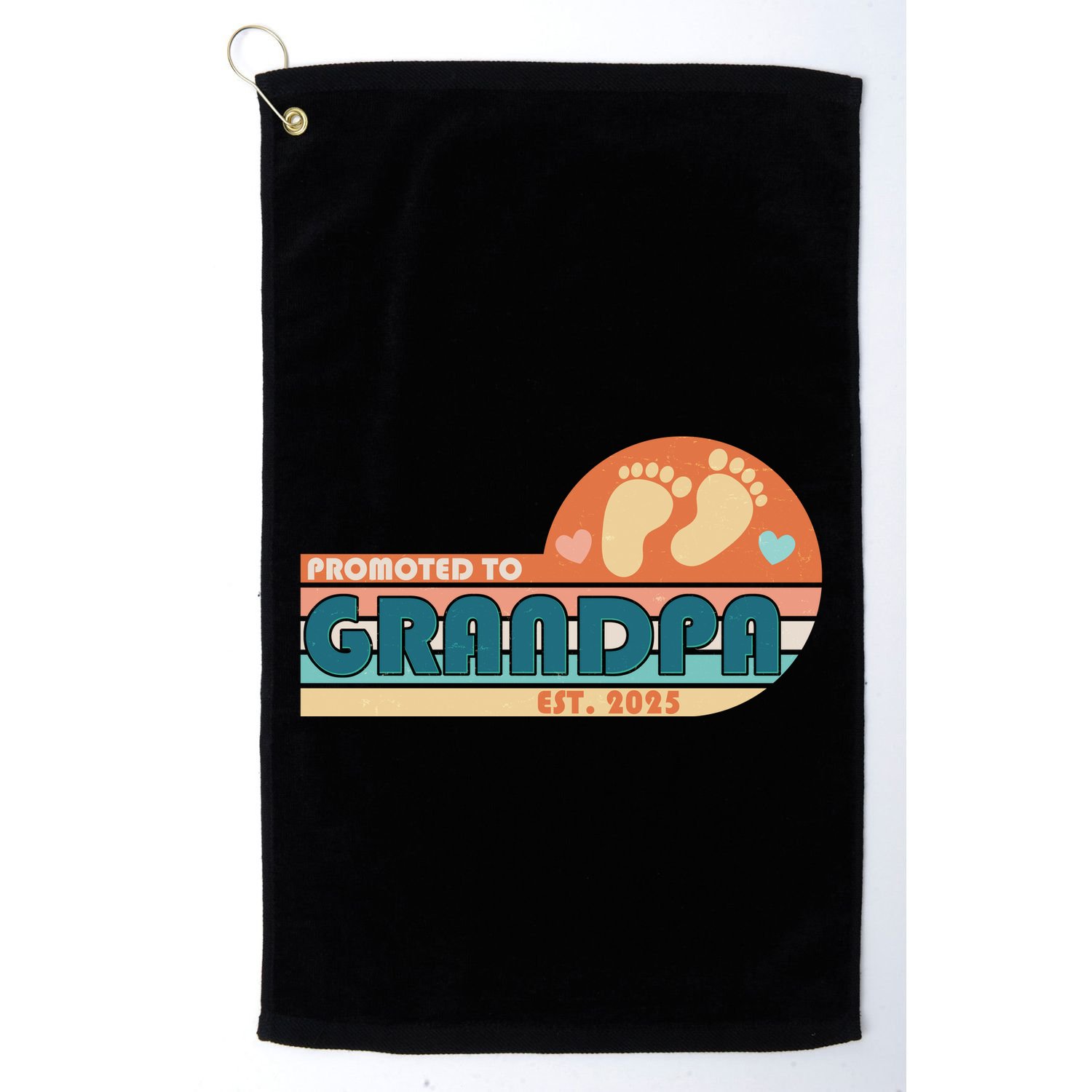 Retro Promoted To Grandpa Established 2025 Golf Towel