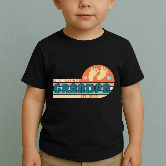 Retro Promoted To Grandpa Established 2025 Toddler T-Shirt