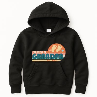 Retro Promoted To Grandpa Established 2025 Kids Hoodie