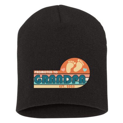 Retro Promoted To Grandpa Established 2025 Short Acrylic Beanie