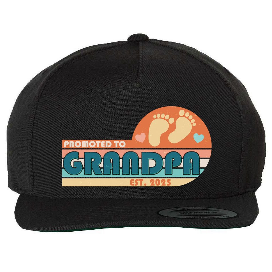 Retro Promoted To Grandpa Established 2025 Wool Snapback Cap