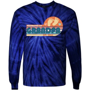 Retro Promoted To Grandpa Established 2025 Tie-Dye Long Sleeve Shirt