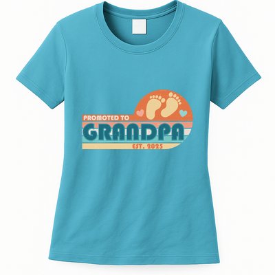 Retro Promoted To Grandpa Established 2025 Womens T-Shirt