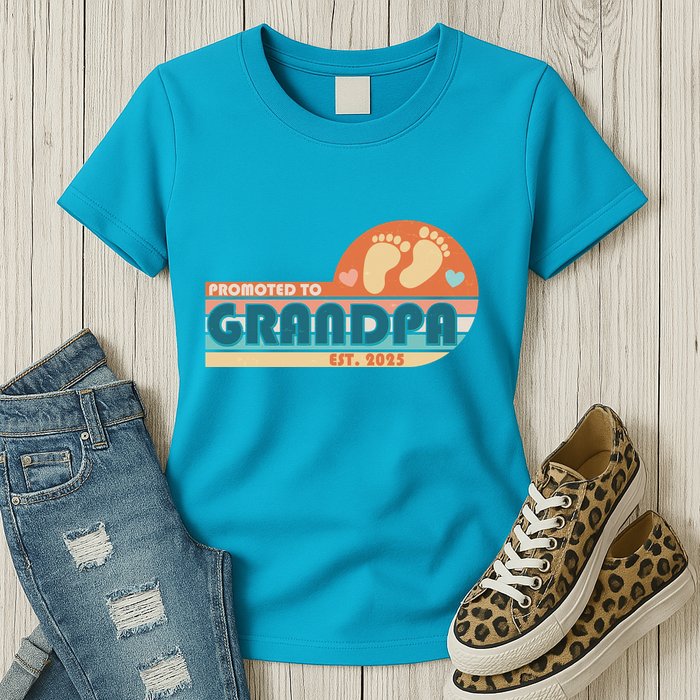 Retro Promoted To Grandpa Established 2025 Womens T-Shirt