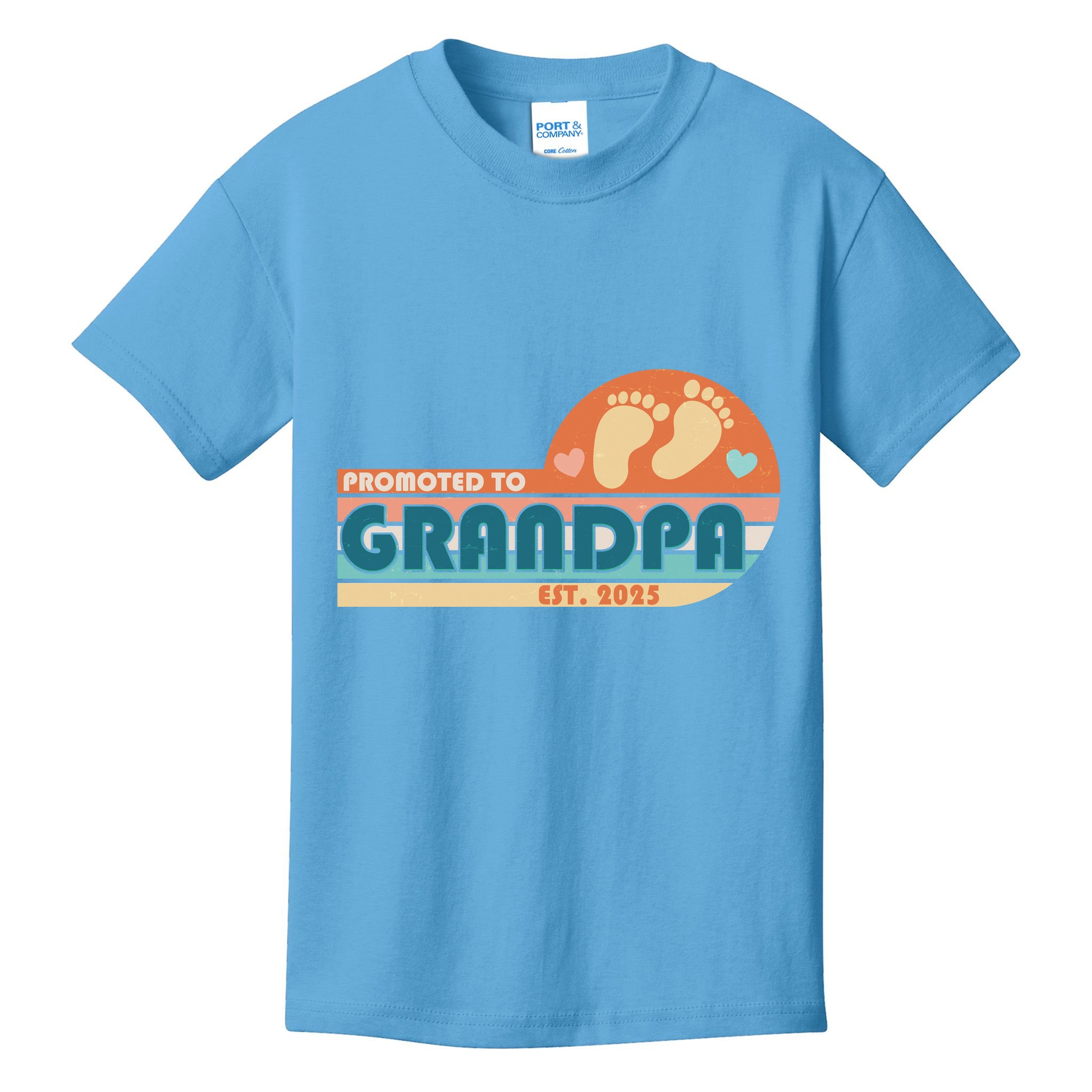Retro Promoted To Grandpa Established 2025 Kids T-Shirt