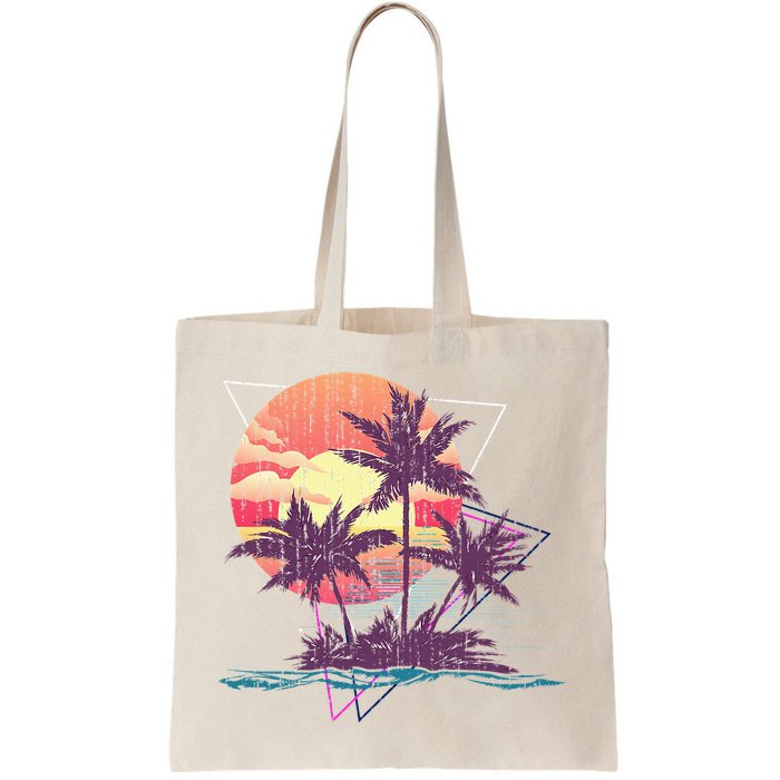 Retro Palm Trees Beach Sunset Tropical Summer Bag