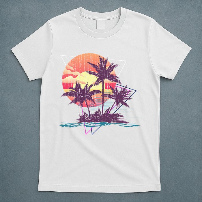 Retro Palm Trees Beach Sunset Tropical Summer T-Shirt