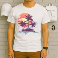 Retro Palm Trees Beach Sunset Tropical Summer T-Shirt