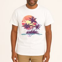 Retro Palm Trees Beach Sunset Tropical Summer Tall T-Shirt