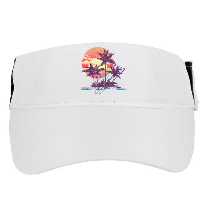 Retro Palm Trees Beach Sunset Tropical Summer Adult Drive Performance Visor