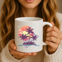Retro Palm Trees Beach Sunset Tropical Summer Mug
