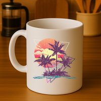 Retro Palm Trees Beach Sunset Tropical Summer Mug