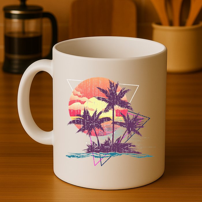Retro Palm Trees Beach Sunset Tropical Summer Mug