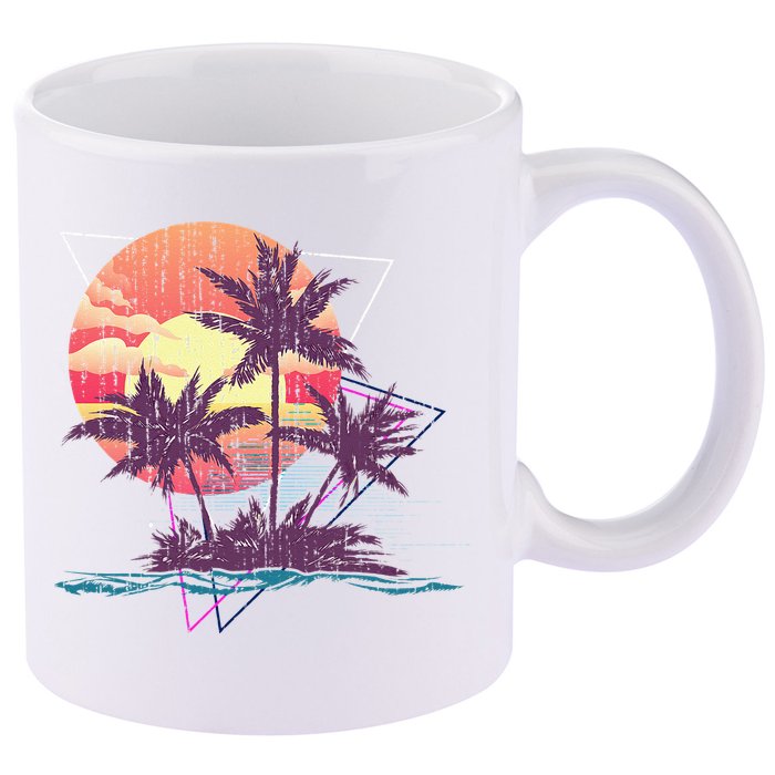 Retro Palm Trees Beach Sunset Tropical Summer 11oz C Handle Ceramic Mug