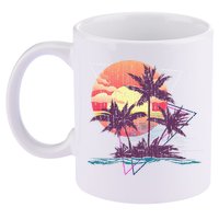 Retro Palm Trees Beach Sunset Tropical Summer 11oz C Handle Ceramic Mug
