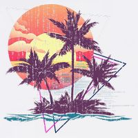 Retro Palm Trees Beach Sunset Tropical Summer 11oz C Handle Ceramic Mug