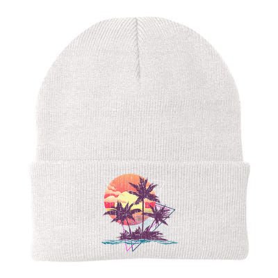Retro Palm Trees Beach Sunset Tropical Summer Beanie