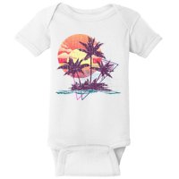 Retro Palm Trees Beach Sunset Tropical Summer Baby Bodysuit