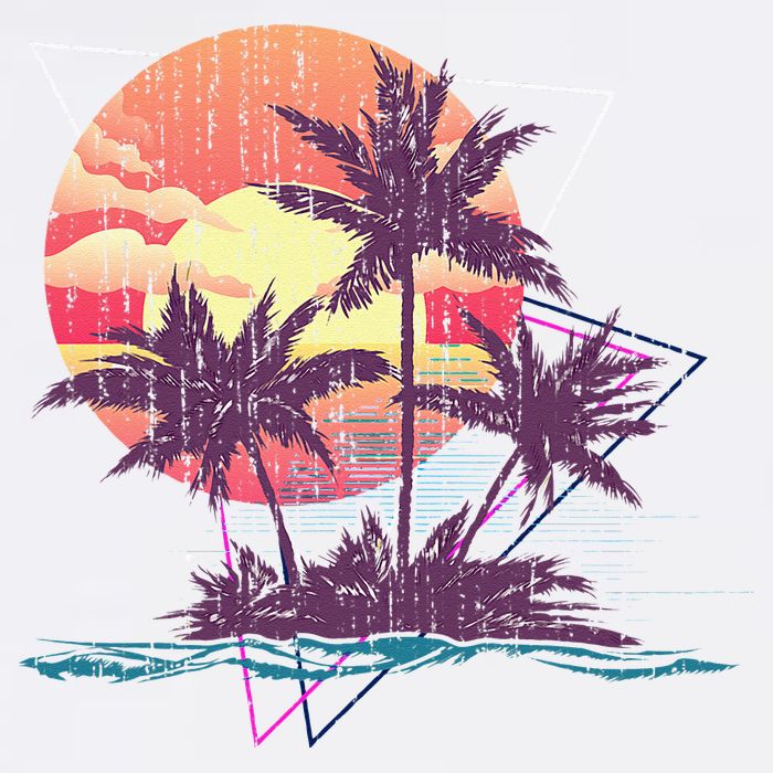 Retro Palm Trees Beach Sunset Tropical Summer Baby Bodysuit