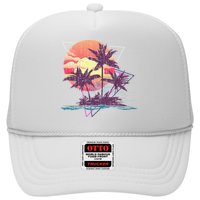 Retro Palm Trees Beach Sunset Tropical Summer Hat