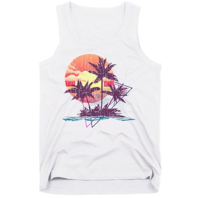 Retro Palm Trees Beach Sunset Tropical Summer Tank Top