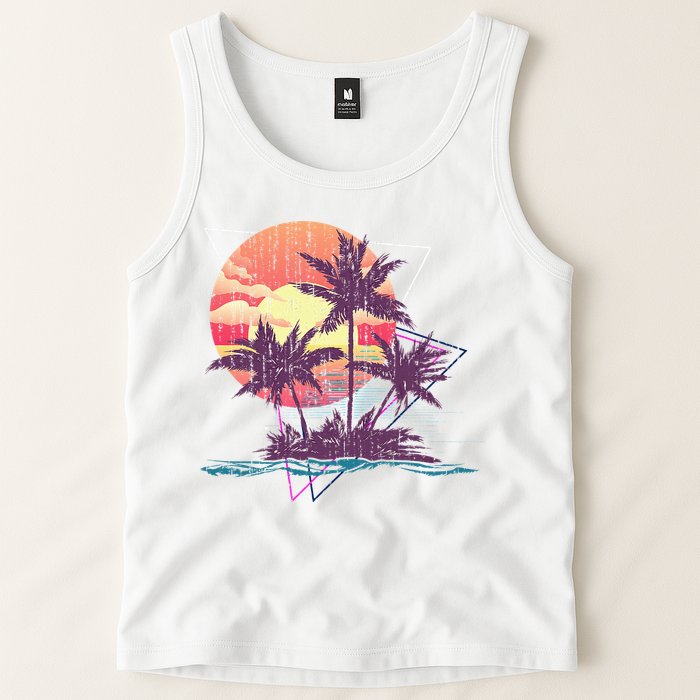 Retro Palm Trees Beach Sunset Tropical Summer Tank Top