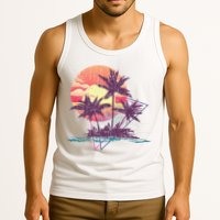 Retro Palm Trees Beach Sunset Tropical Summer Tank Top