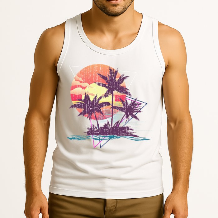 Retro Palm Trees Beach Sunset Tropical Summer Tank Top