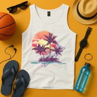Retro Palm Trees Beach Sunset Tropical Summer Tank Top