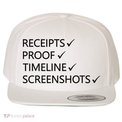 Receipts Proof Timeline Screenshots Wool Snapback Cap