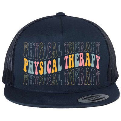 Retro Physical Therapy Appreciation Scrubs Life Nurses Day Flat Bill Trucker Hat