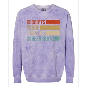 Receipts Proof Timeline Screenshots Retro Colorblast Crewneck Sweatshirt