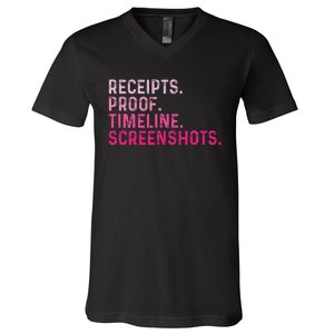 Receipts Proof Timeline Screenshots V-Neck T-Shirt