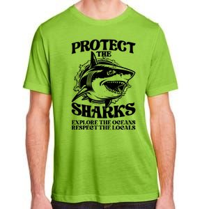 Retro Protect The Sharks Explore The Oceans Respect The Locals Shark Week Lover Adult ChromaSoft Performance T-Shirt