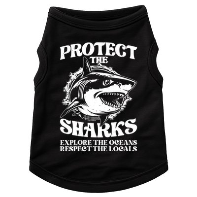 Retro Protect The Sharks Explore The Oceans Respect The Locals Shark Week Lover Doggie Tank