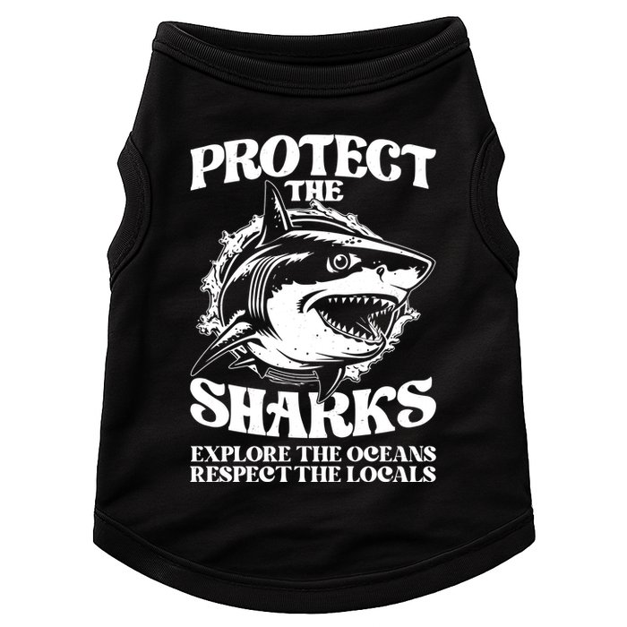 Retro Protect The Sharks Explore The Oceans Respect The Locals Shark Week Lover Doggie Tank