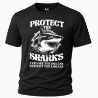 Retro Protect The Sharks Explore The Oceans Respect The Locals Shark Week Lover Performance Shirt