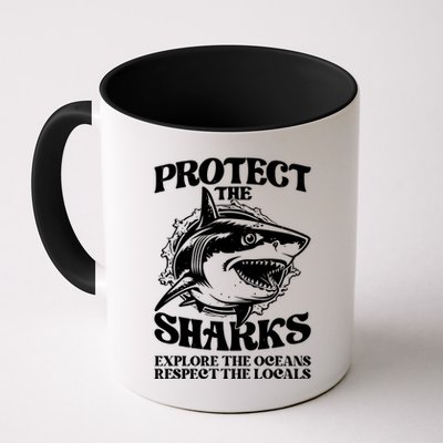 Retro Protect The Sharks Explore The Oceans Respect The Locals Shark Week Lover Mug