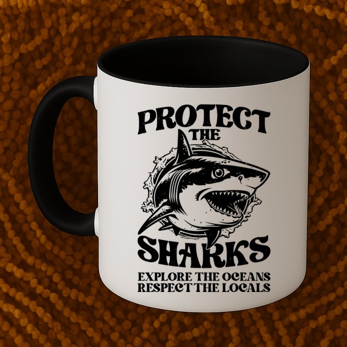 Retro Protect The Sharks Explore The Oceans Respect The Locals Shark Week Lover Mug