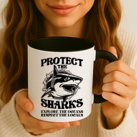 Retro Protect The Sharks Explore The Oceans Respect The Locals Shark Week Lover Mug