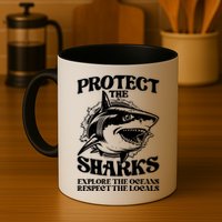Retro Protect The Sharks Explore The Oceans Respect The Locals Shark Week Lover Mug