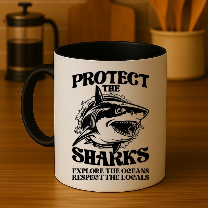 Retro Protect The Sharks Explore The Oceans Respect The Locals Shark Week Lover Mug