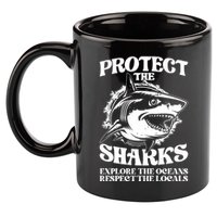 Retro Protect The Sharks Explore The Oceans Respect The Locals Shark Week Lover 11oz C Handle Ceramic Mug